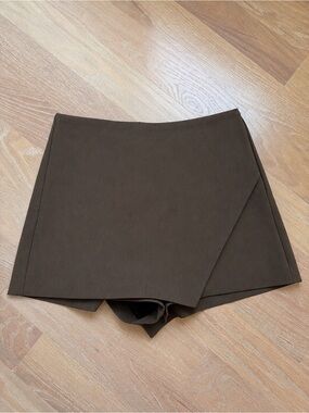 Zara Brown Wrap-Style Skort